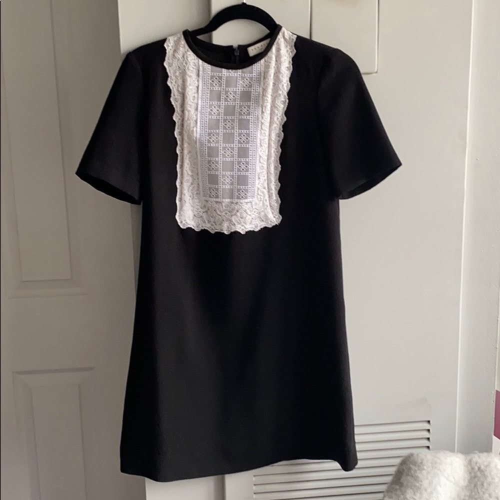 Sandro white and black lace dress